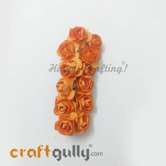 Paper Flowers 18mm - Rose - Orange - 12 Roses Paper Flowers 18mm - Rose - Orange - 12 Roses