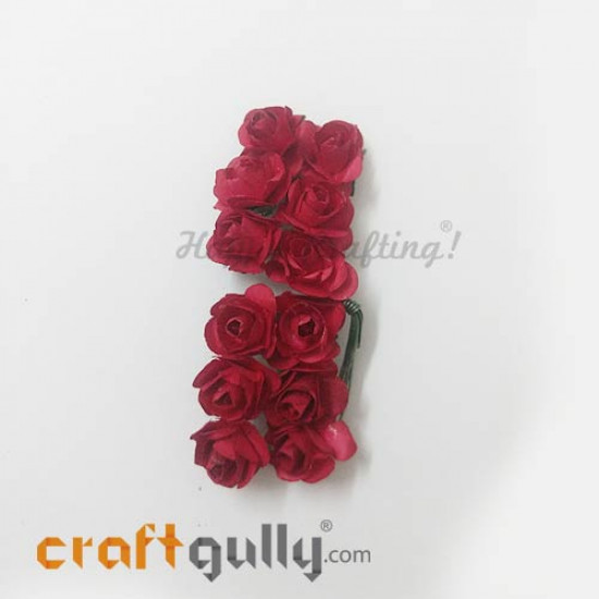 Paper Flowers 18mm - Rose - Dark Red - 12 Roses Paper Flowers 18mm - Rose - Dark Red - 12 Roses