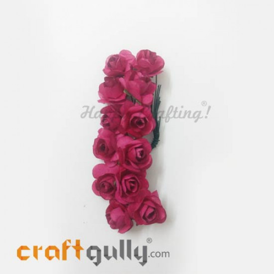 Paper Flowers 18mm - Rose - Dark Pink - 12 Roses Paper Flowers 18mm - Rose - Dark Pink - 12 Roses