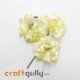 Fabric Flowers 40mm - Light Yellow With Glitter - Pack of 4