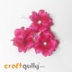 Fabric Flowers 40mm - Fuschia Pink With Glitter - Pack of 4