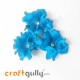 Fabric Flowers 40mm - Cerulean Blue With Glitter - Pack of 4