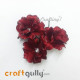 Fabric Flowers 40mm - Maroon With Glitter - Pack of 4