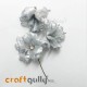 Fabric Flowers 40mm - Silver With Glitter - Pack of 4 Fabric Flowers 40mm - Silver With Glitter - Pack of 4