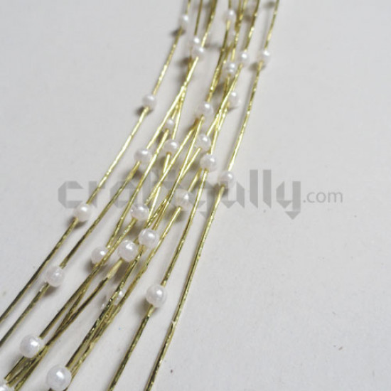 Decorative Wire - Golden with Pearl Beads (Pack of 10)
