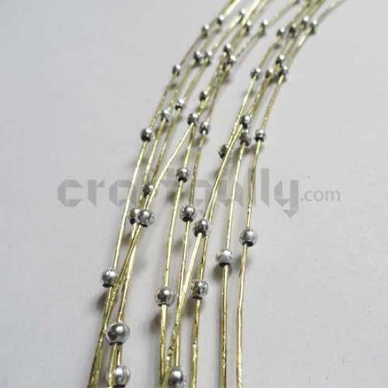 Decorative Wire - Golden with Silver Beads (Pack of 10)