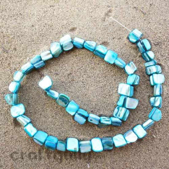 Shell Beads - Natural - Blues - 45 beads