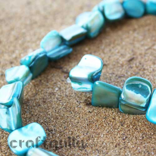 Shell Beads - Natural - Blues - 45 beads
