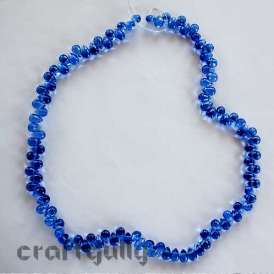 Glass Beads 8mm - Drop - Blue - 50 beads