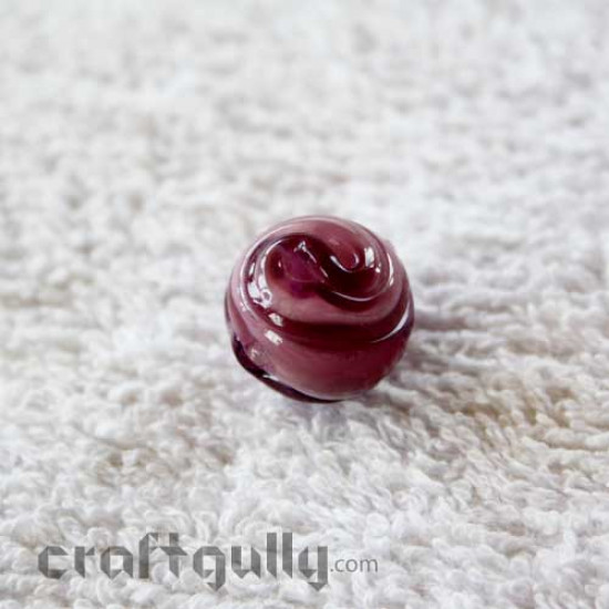 Lampwork Glass Beads 15mm - Rose - Purple