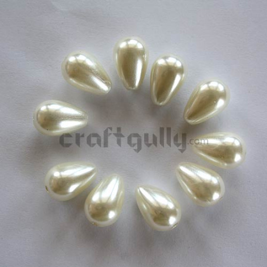 Acrylic Beads 14mm - Pearl - Drop - Pack of 10
