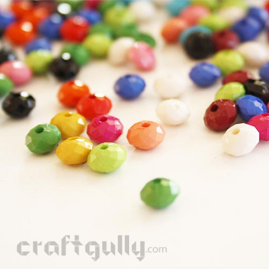 Acrylic Beads 8mm - Round Faceted - Opaque Assorted - Pack of 50