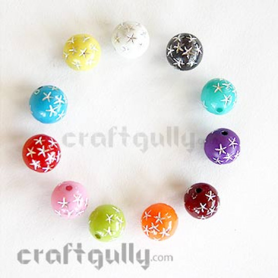 Acrylic Beads 12mm - Starred - Assorted (Pack of 10)
