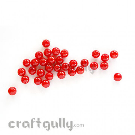 Acrylic Beads 7mm - Red (Pack of 50)