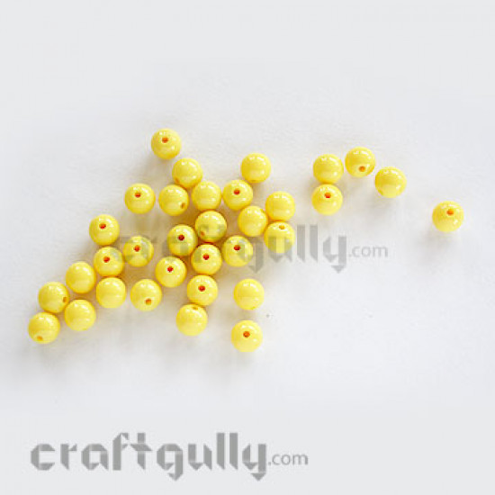 Acrylic Beads 7mm - Yellow (Pack of 50)