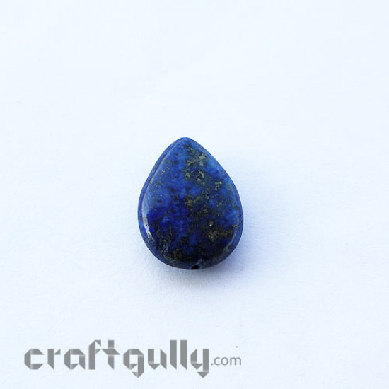 Beads 25mm - Sandstone - Drop - Blue With Gold