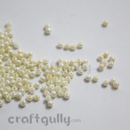 Seed Beads 2mm Glass - Faux Pearl Off-White - 25gms