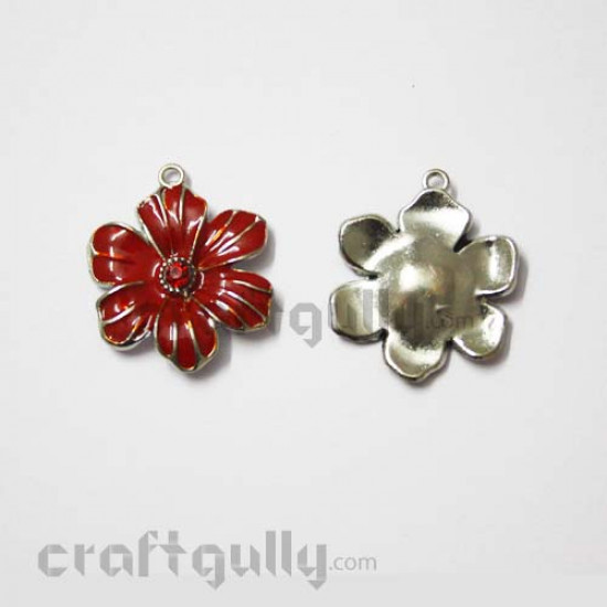Charms - Flower - Enameled Red - 34mm 