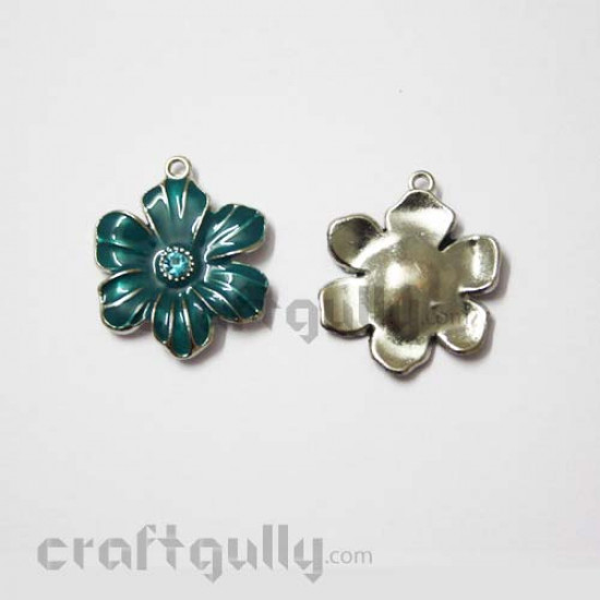 Charms - Flower - Enameled Sea Green - 34mm 