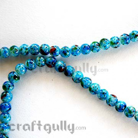 Glass Beads 6mm - Mottled - Blue & Black (60 beads)
