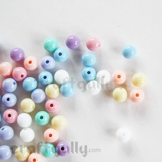 Acrylic Beads 8mm - Round - Assorted Pastel - Pack of 40