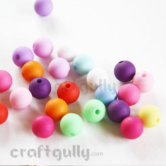 Acrylic Beads 10mm - Round - Assorted Matte - Pack of 12