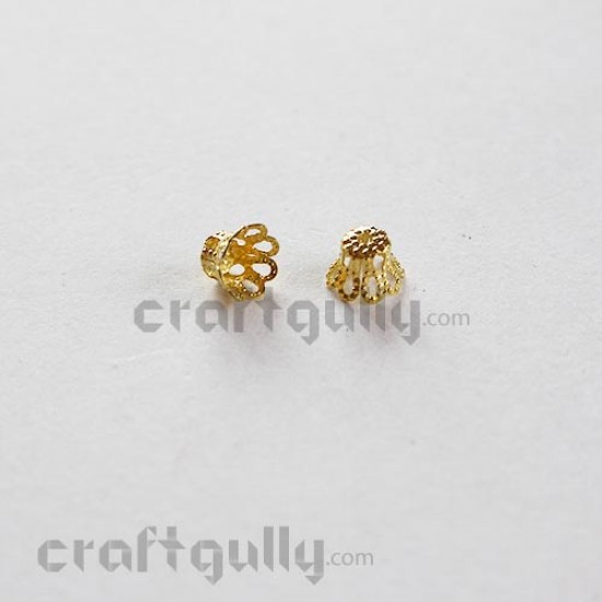 Bead Caps 6mm - Dome - Golden - 10gms