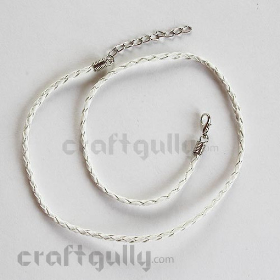 Necklace Cords - Faux Leather - Braided - White
