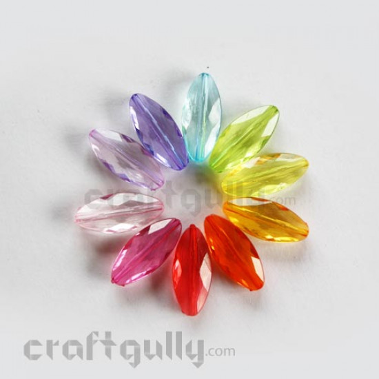 Acrylic Beads 27mm - Faceted #3 - Oval Assorted - Pack of 5