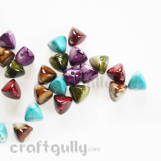 Acrylic Beads 13mm - Pyramid - Assorted - Pack of 5