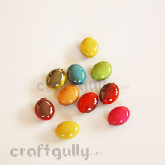 Acrylic Beads 20mm - Oval - Two Tone - Pack of 10