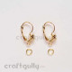 Earring - Clasp with Rhinestone - Golden - 1 Pair