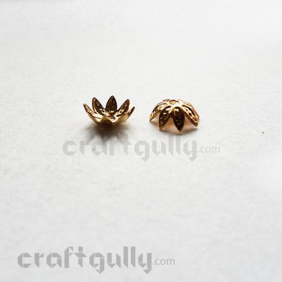 Bead Caps 10mm - 8 Leaves - Golden - Pack of 50