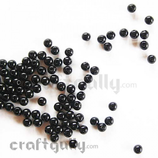 Seed Beads 3mm - Acrylic - Black - 5gms