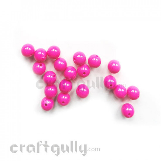 Acrylic Beads 10mm - Round - Dark Pink - Pack of 20