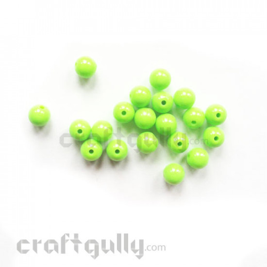 Acrylic Beads 10mm - Round - Neon Green - Pack of 20