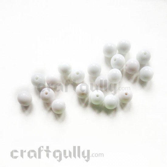 Acrylic Beads 10mm - Round - White - Pack of 20