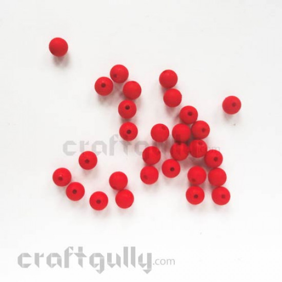 Acrylic Beads 8mm - Round Matte - Red - Pack of 30