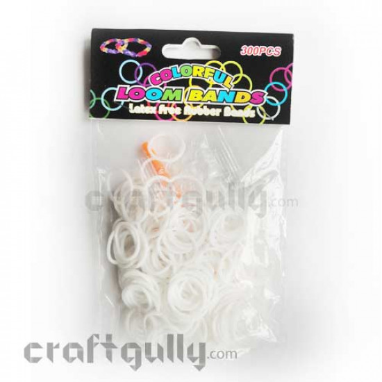 Loom Bands with Hook & S Clips - White