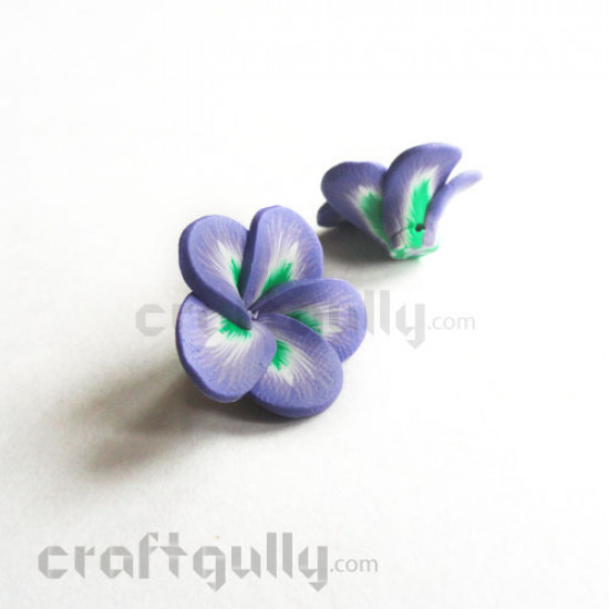 Polymer Clay Beads - 5 Petal Flowers - Pack of 2
