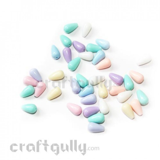 Acrylic Beads 12mm - Drop - Assorted Pastel - Pack of 40