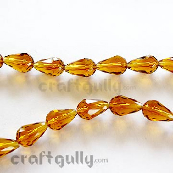 Glass Beads 15mm Drop Faceted - Rust - Pack of 10