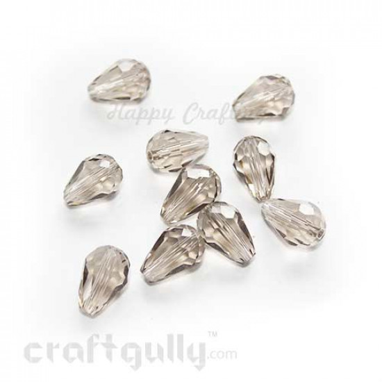 Glass Beads 15mm Drop Faceted - Brown - Pack of 10