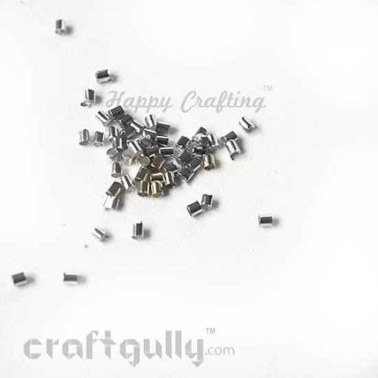 Crimp Ends 2mm - Tube - Silver Finish - 5gms