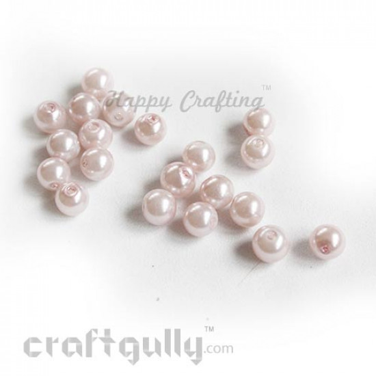 Glass Beads 8mm Pearl Finish - Pale Pink - Pack of 20