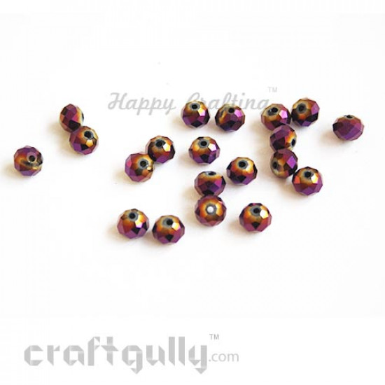 Glass Beads 8mm - Round Faceted - Lustre Purple - Pack of 20