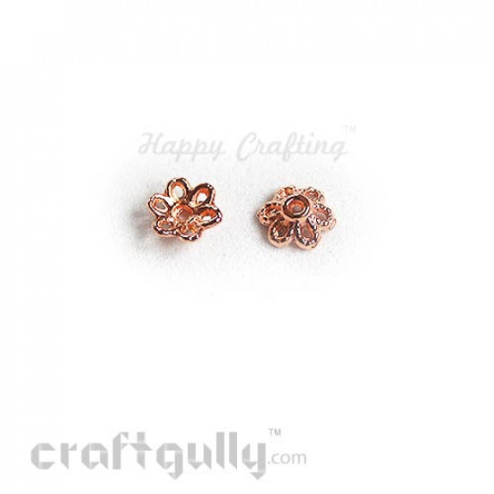 Bead Caps 6mm - 6 Petals - Rose Gold - Pack of 20