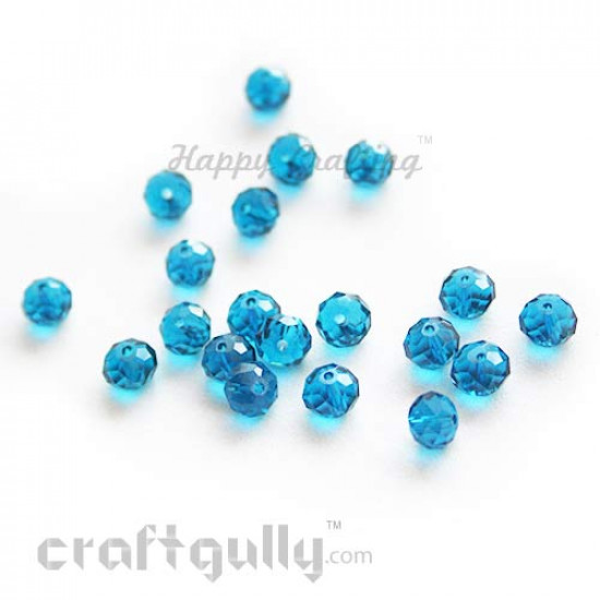 Glass Beads 8mm - Round Faceted - Blue - Pack of 20
