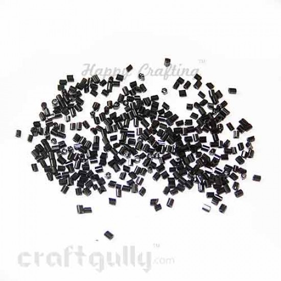 Seed Beads 2mm Glass - Hexagonal - Black - 25gms