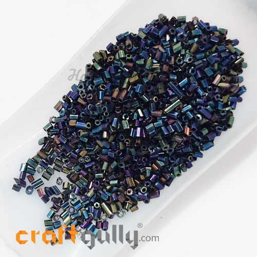 Seed Beads 3mm - Glass - Hexagonal - Rainbow Black - 25gms